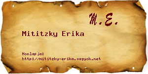 Mititzky Erika névjegykártya